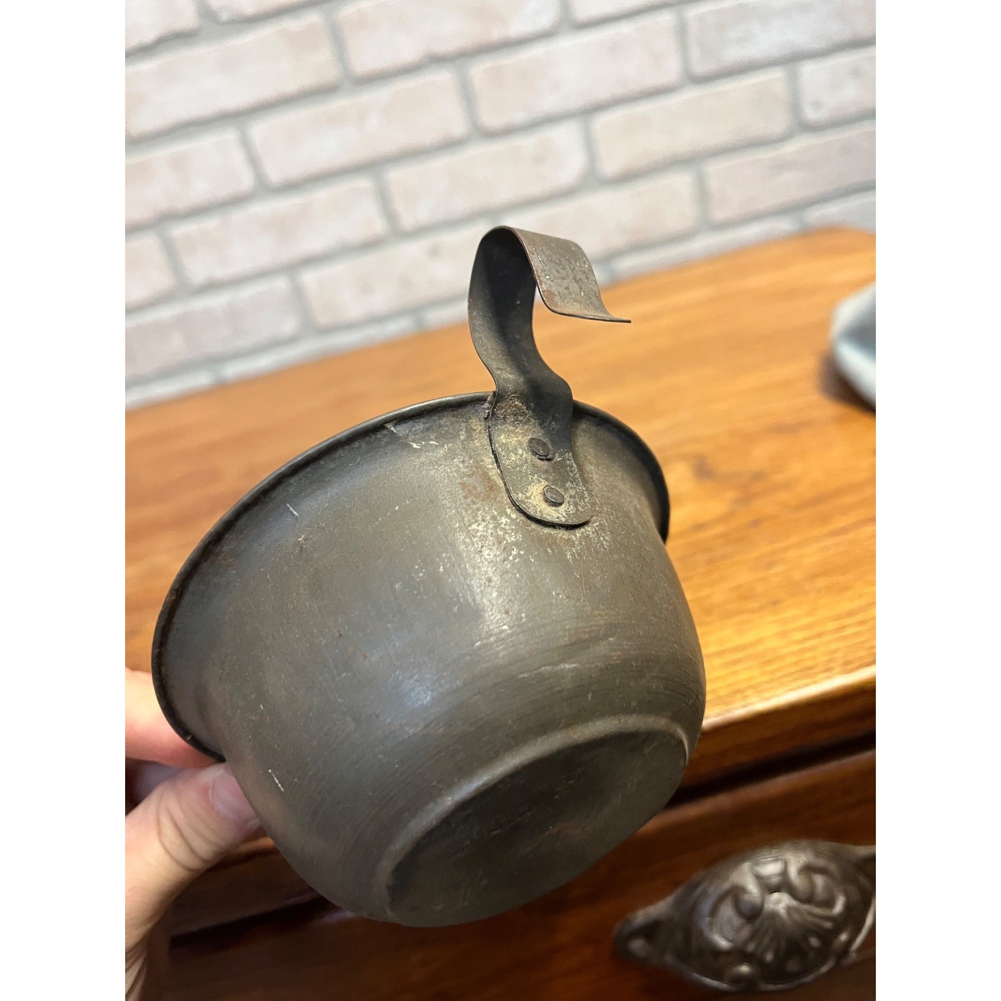 Antique Primitive 19th c. Tin Cup or Dipper Farmhouse w/ Handle Country AAFA