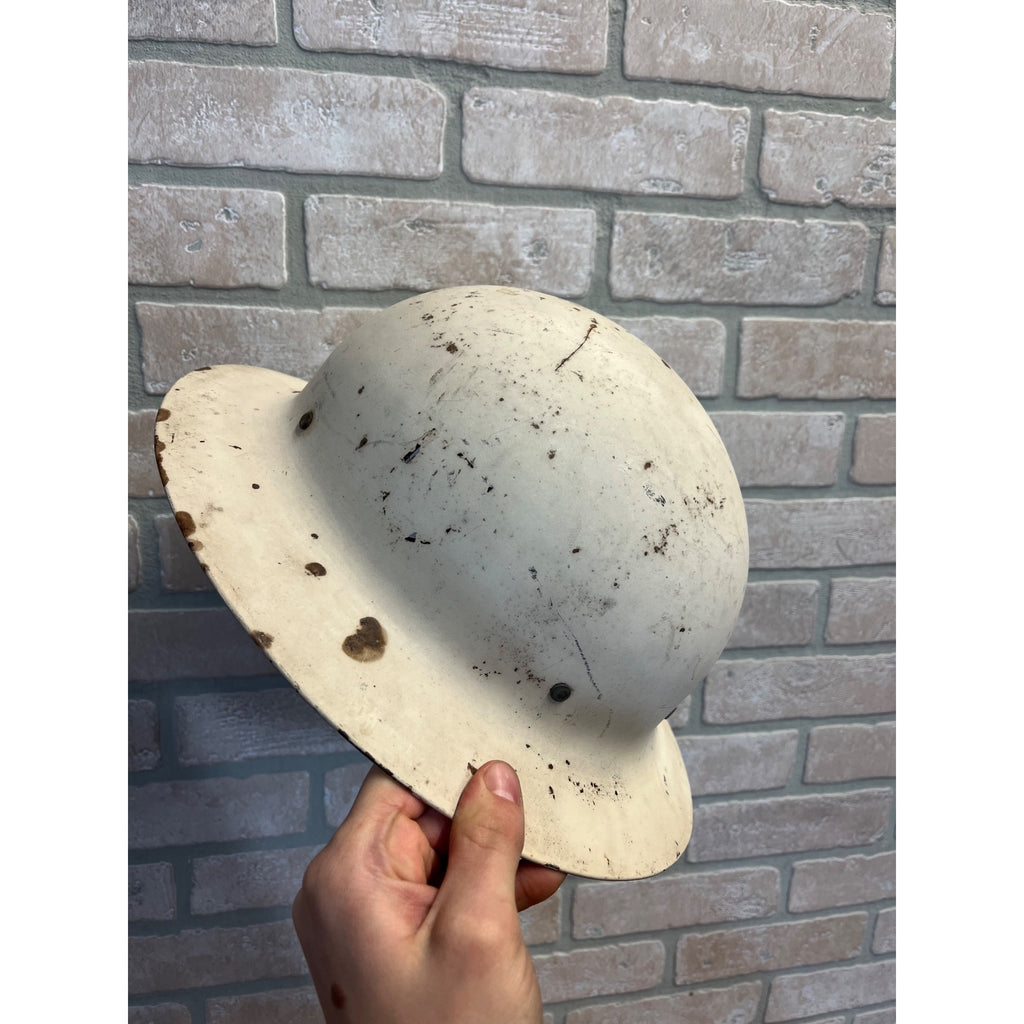WWII U.S. Civil Defense Steel Helmet Original White Air Raids