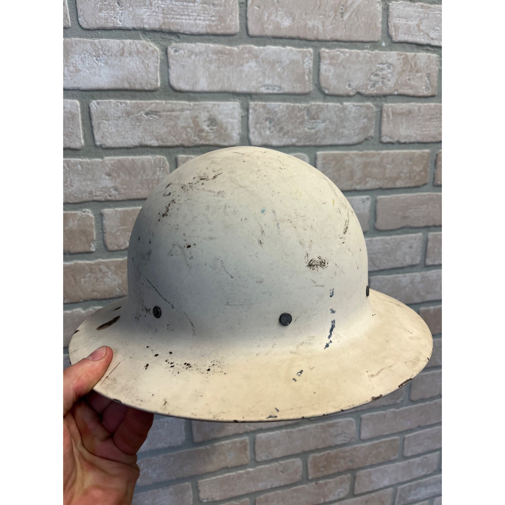 WWII U.S. Civil Defense Steel Helmet Original White Air Raids