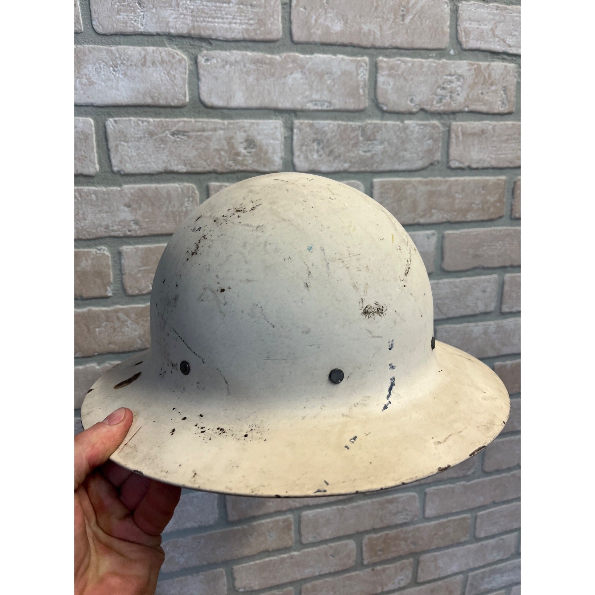 WWII U.S. Civil Defense Steel Helmet Original White Air Raids