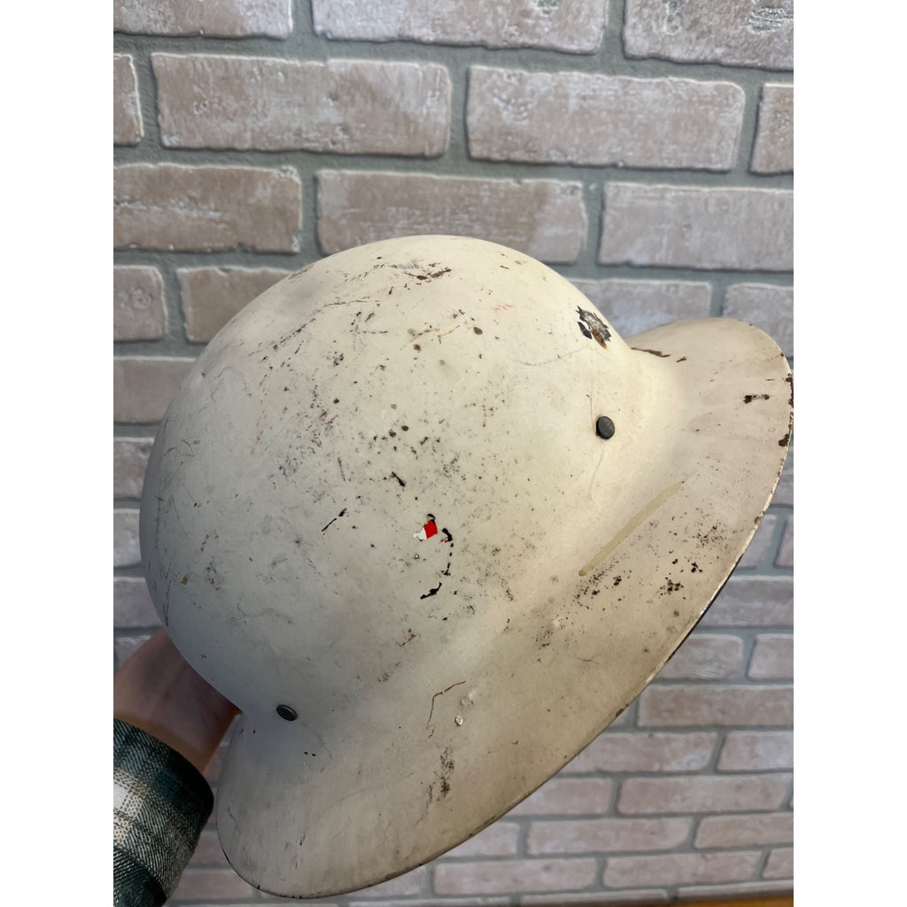 WWII U.S. Civil Defense Steel Helmet Original White Air Raids