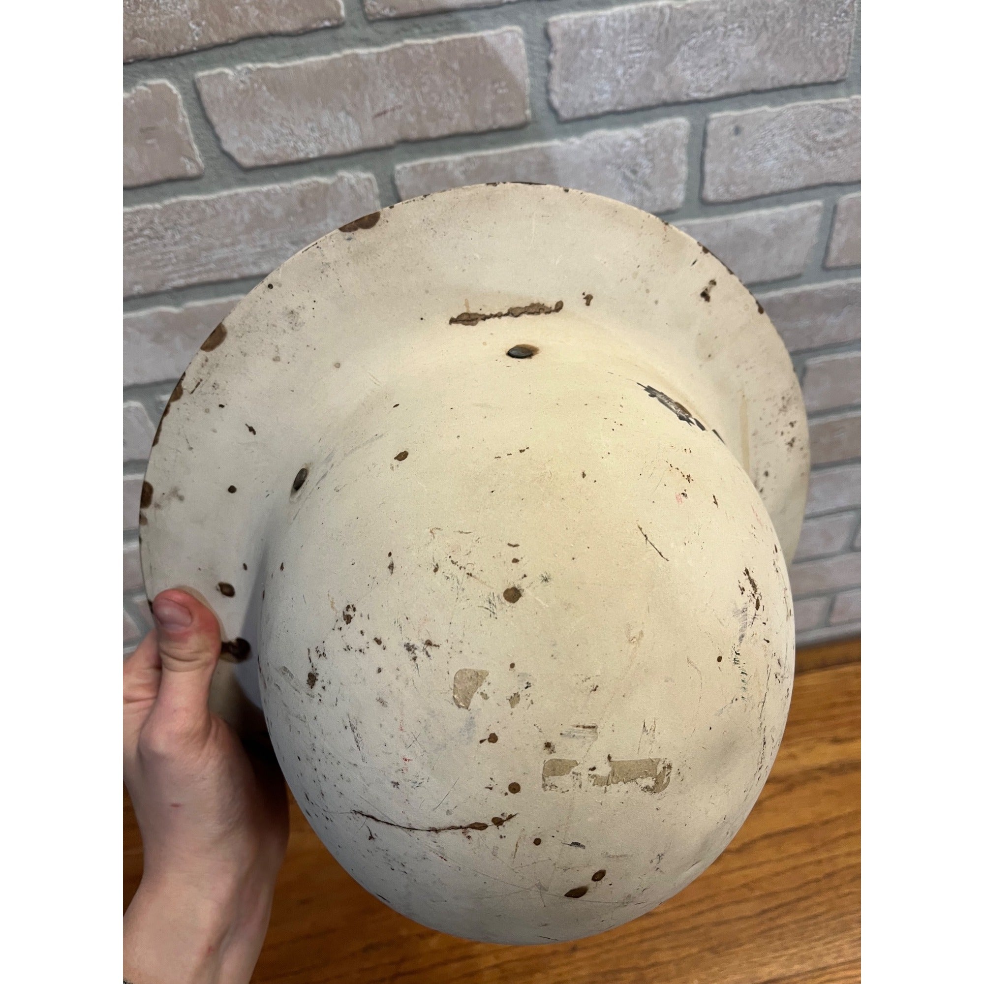 WWII U.S. Civil Defense Steel Helmet Original White Air Raids