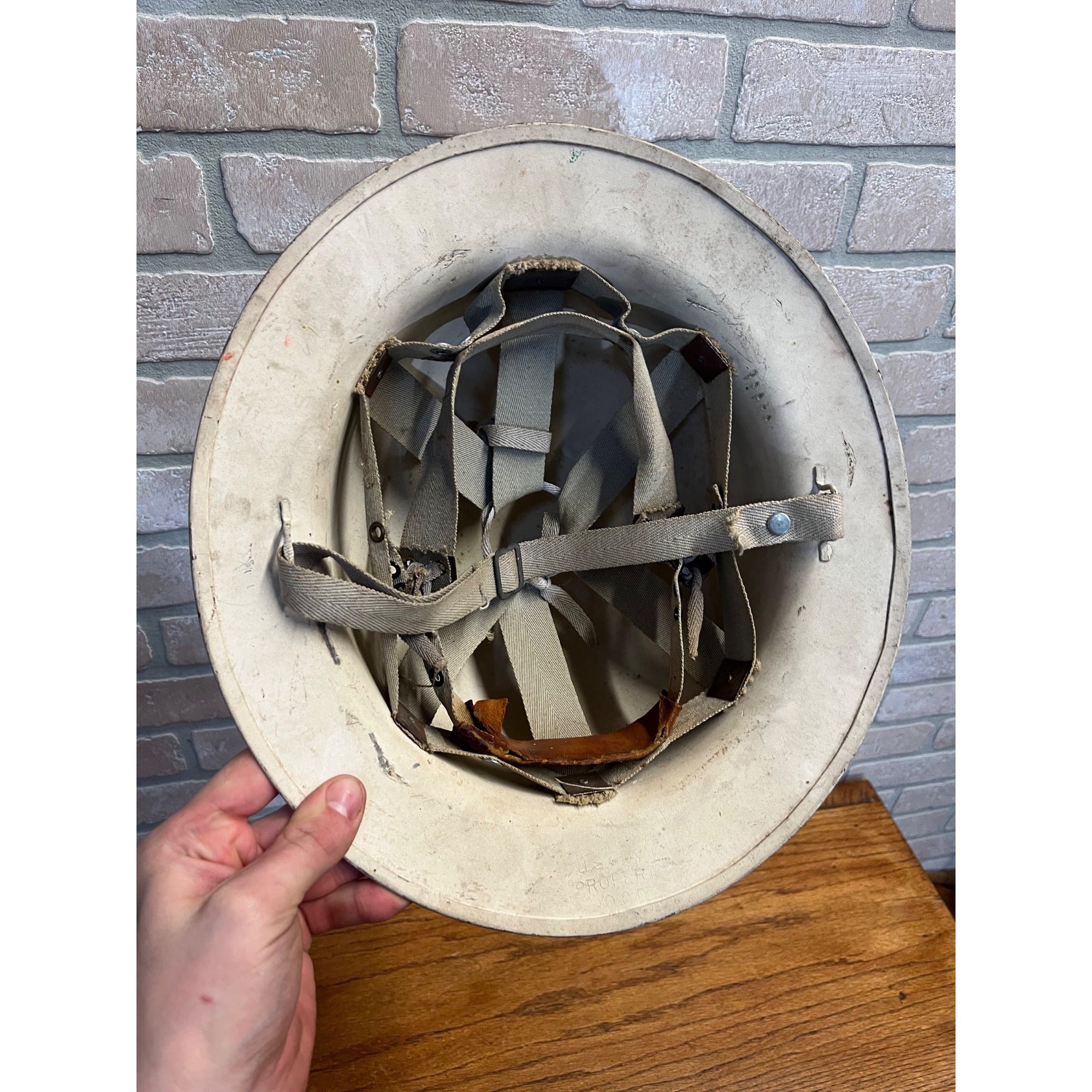 WWII U.S. Civil Defense Steel Helmet Original White Air Raids