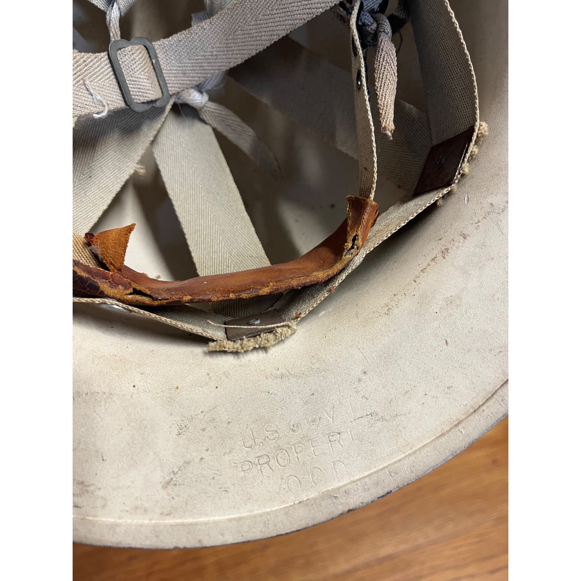 WWII U.S. Civil Defense Steel Helmet Original White Air Raids