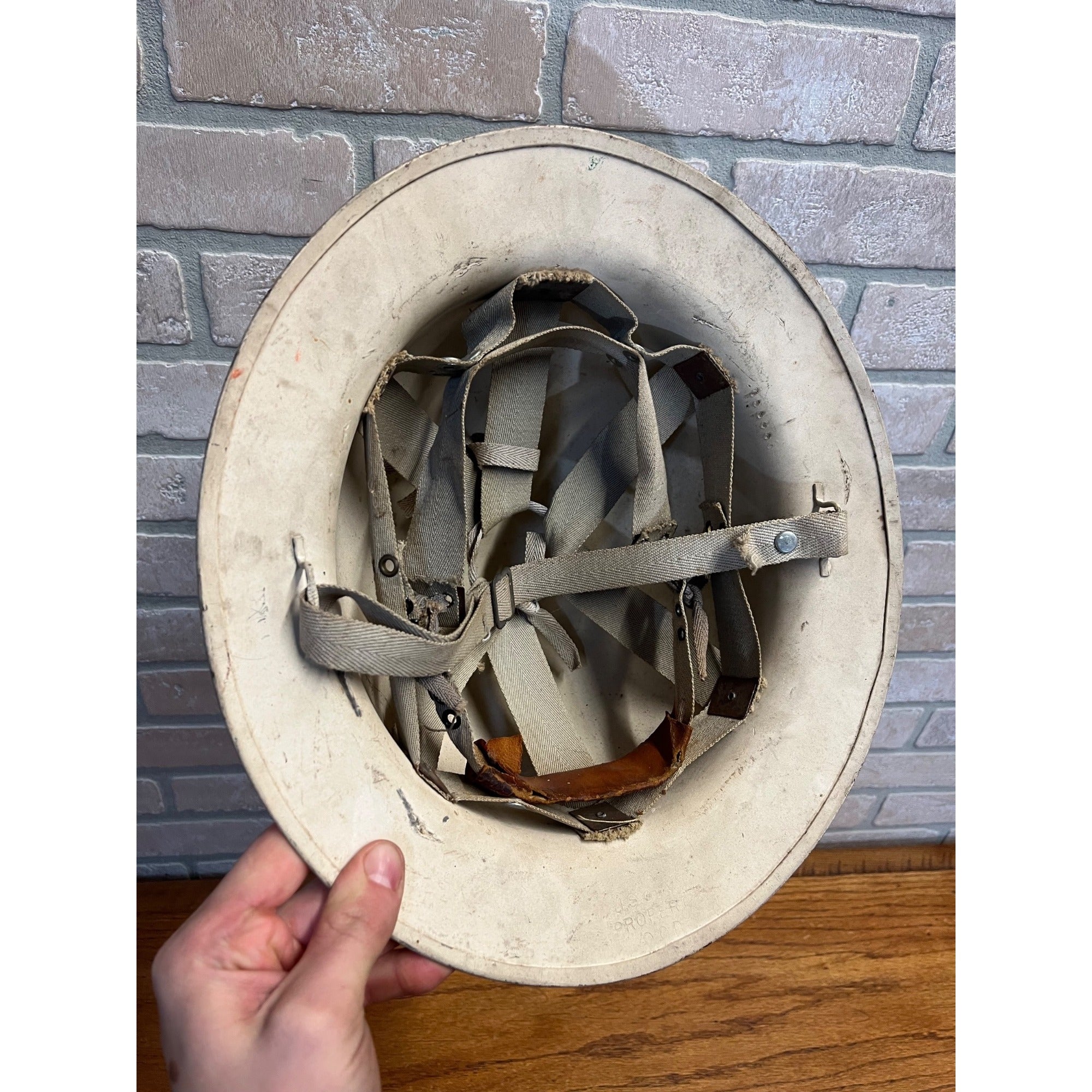 WWII U.S. Civil Defense Steel Helmet Original White Air Raids
