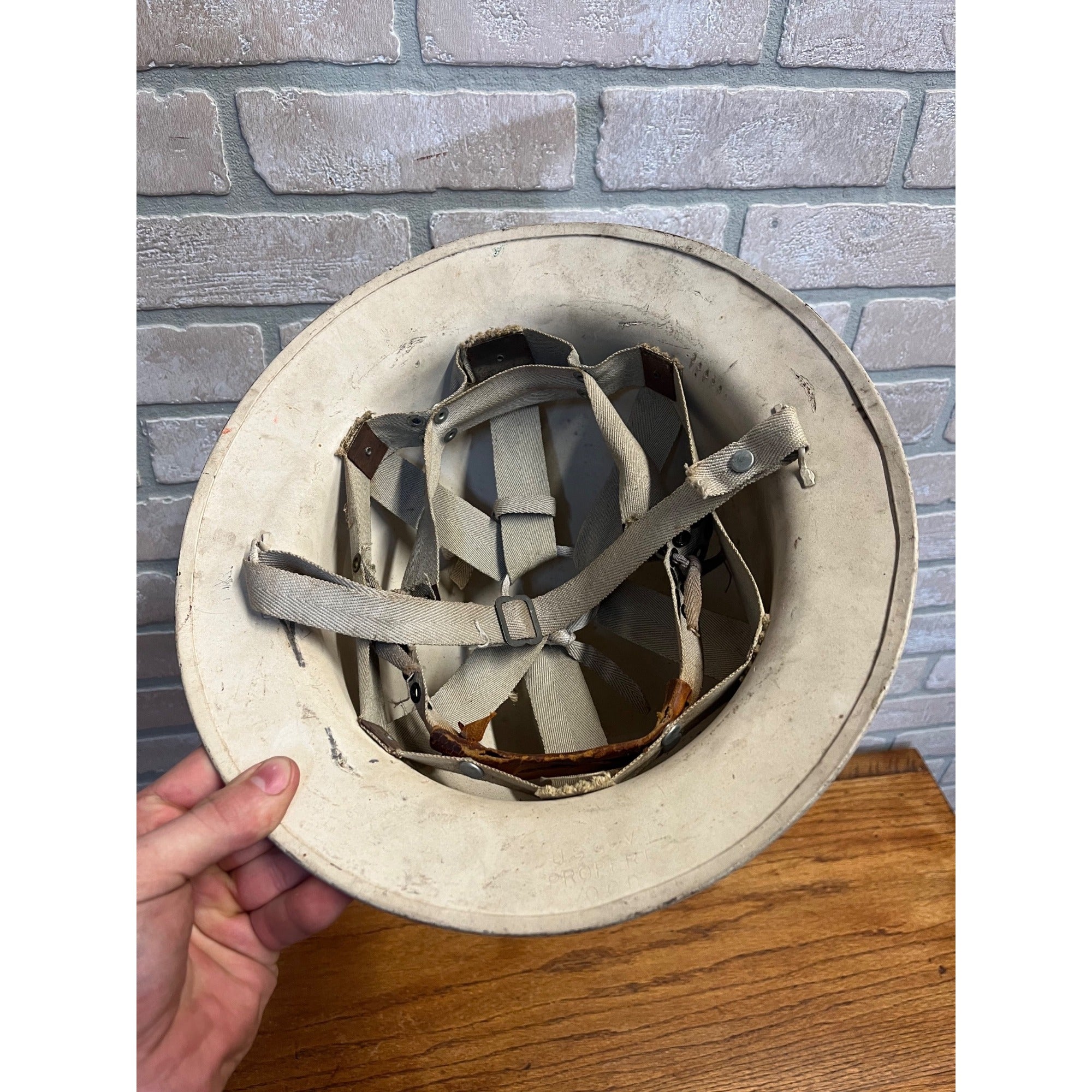 WWII U.S. Civil Defense Steel Helmet Original White Air Raids