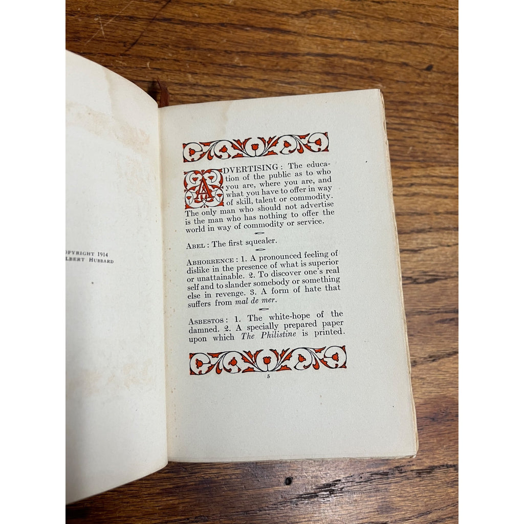 The Roycroft Dictionary, 1914 by Elbert Hubbard Hardcover Roycrofters
