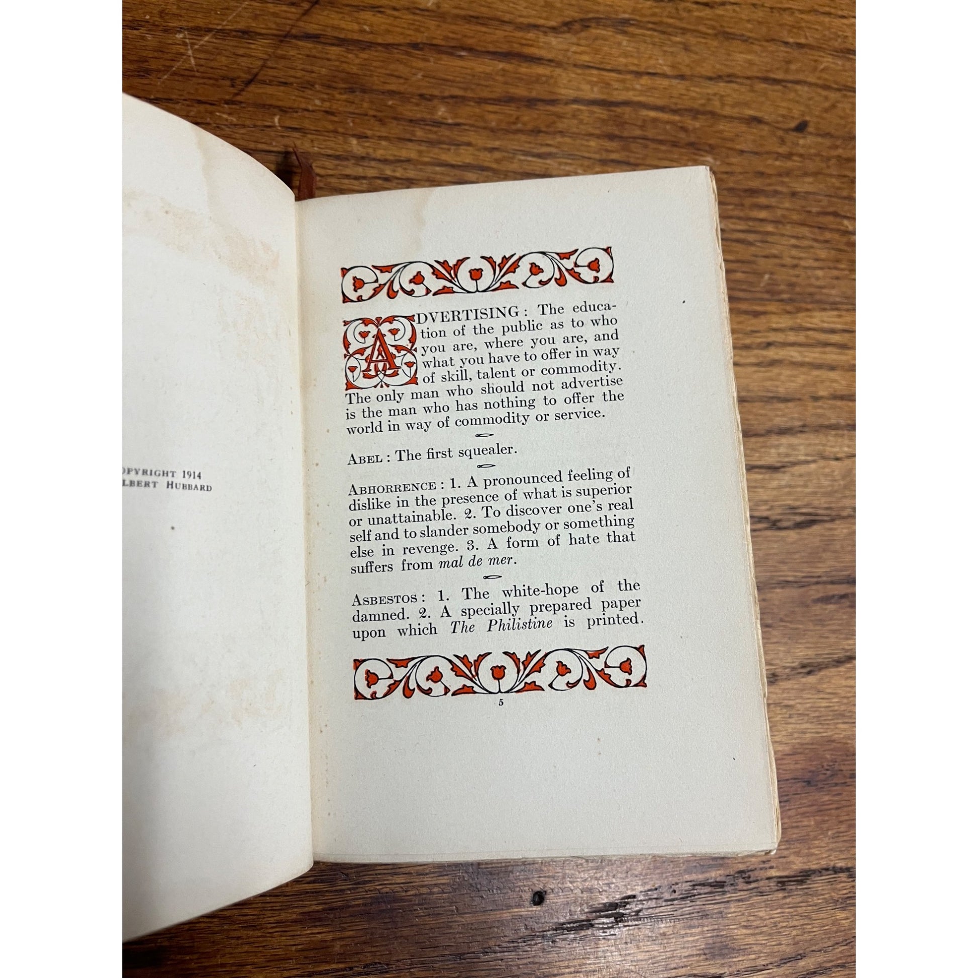 The Roycroft Dictionary, 1914 by Elbert Hubbard Hardcover Roycrofters
