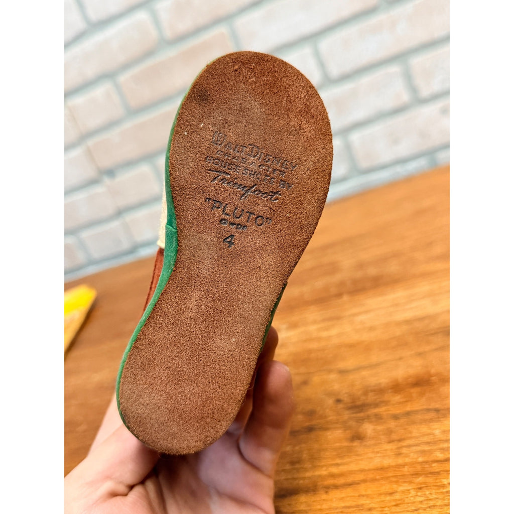 Vintage 1940s Walt Disney Pluto Size 4 Trimfoot Felt Childrens House Shoes