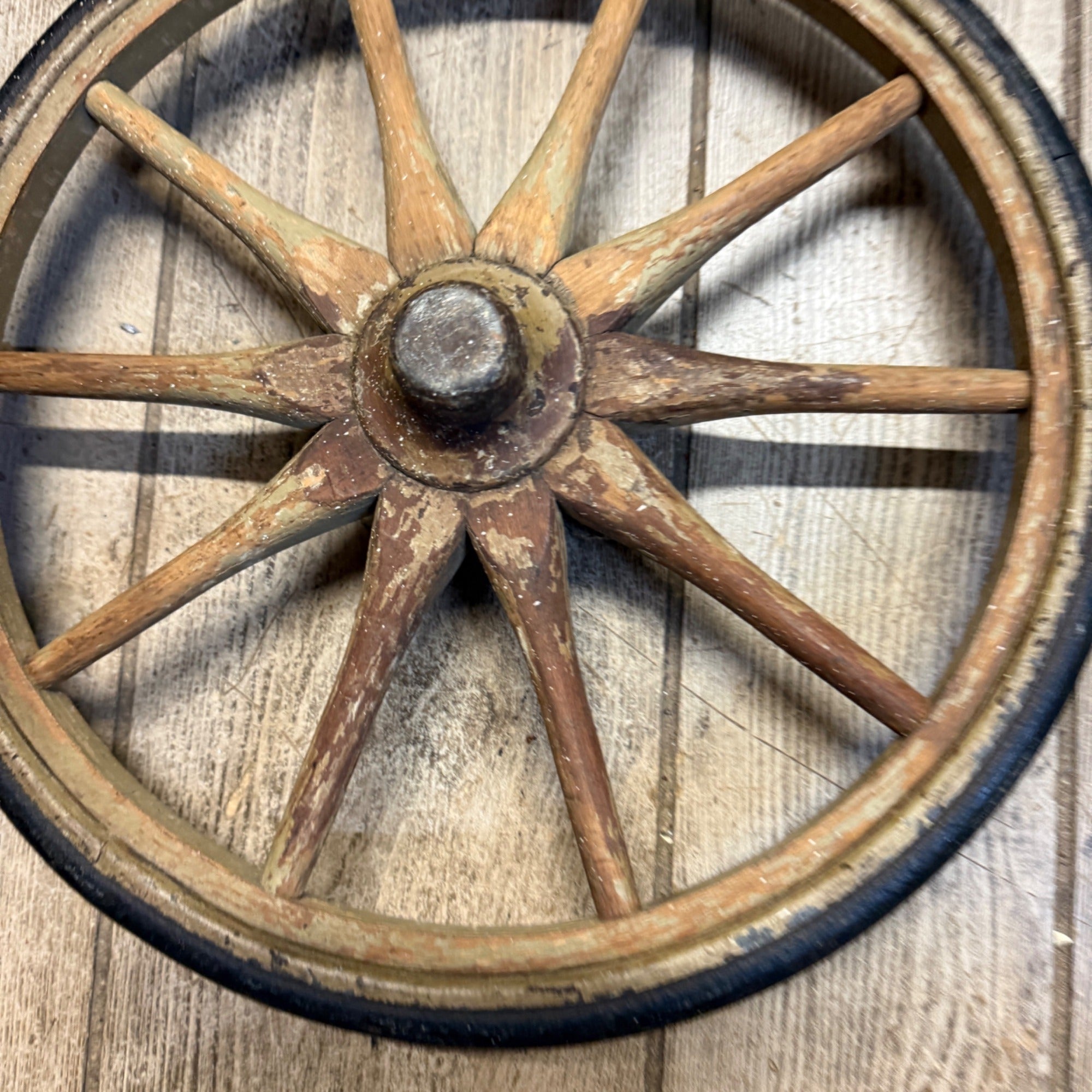(2) Early Wooden Spoked Buggy Wagon Wheels Primitive Decor