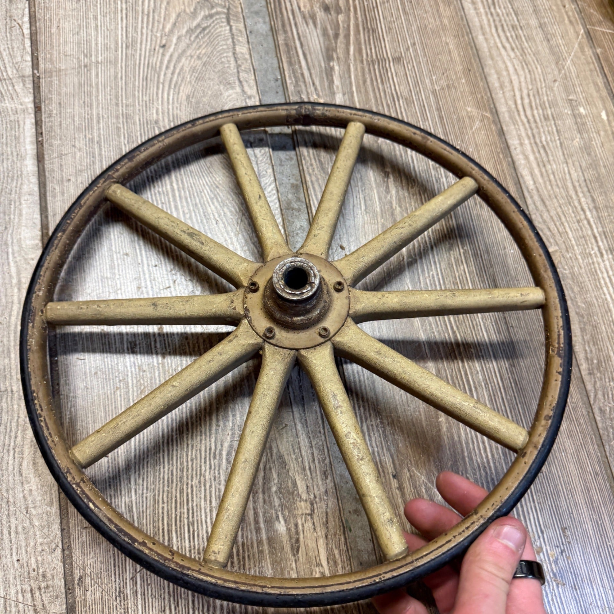 (2) Early Wooden Spoked Buggy Wagon Wheels Primitive Decor