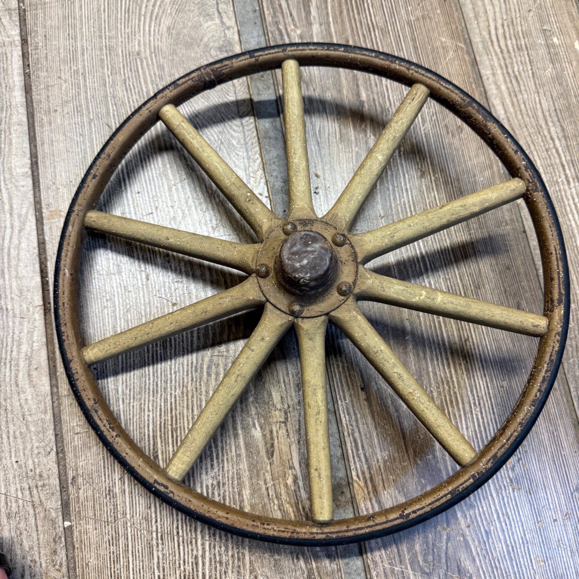 (2) Early Wooden Spoked Buggy Wagon Wheels Primitive Decor