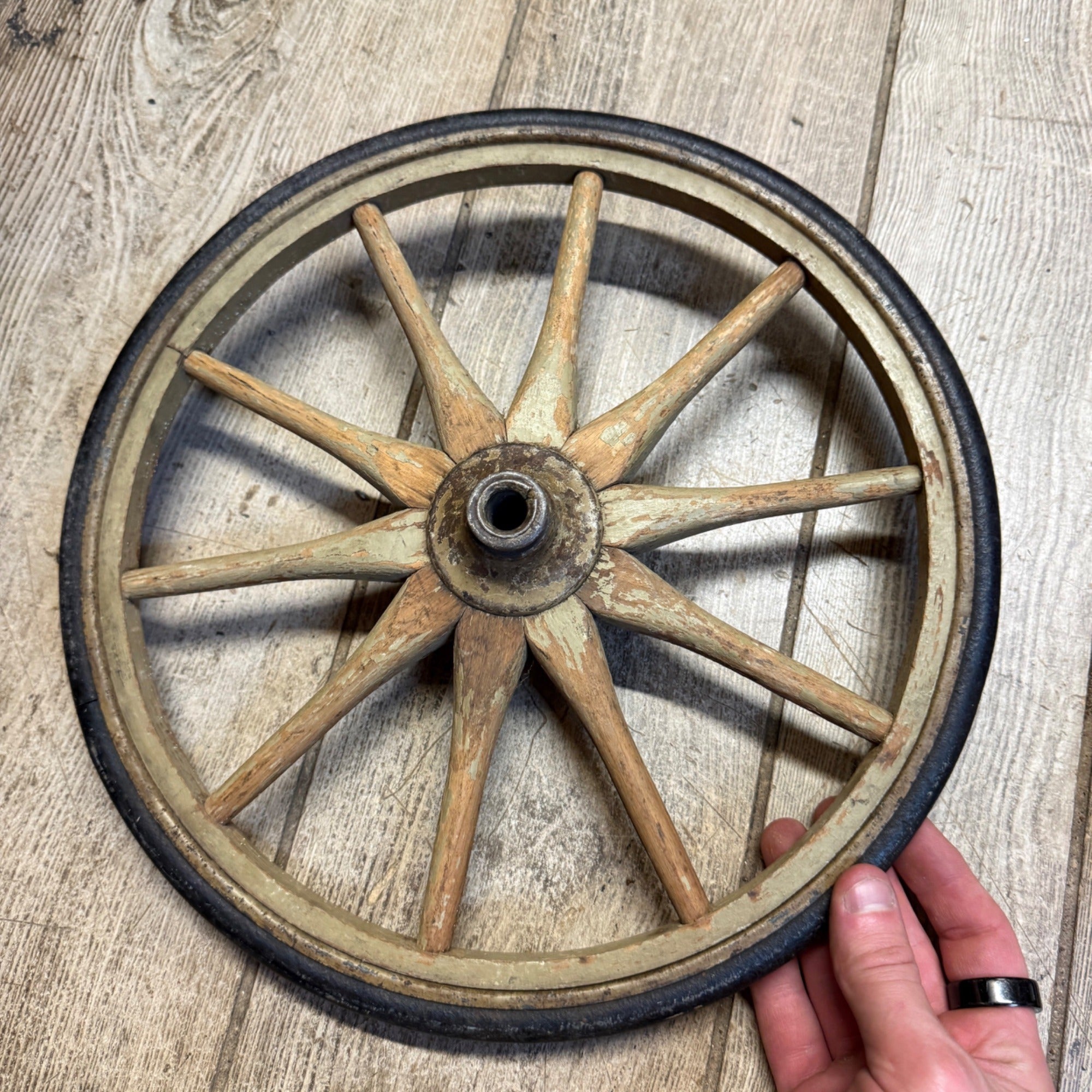 (2) Early Wooden Spoked Buggy Wagon Wheels Primitive Decor