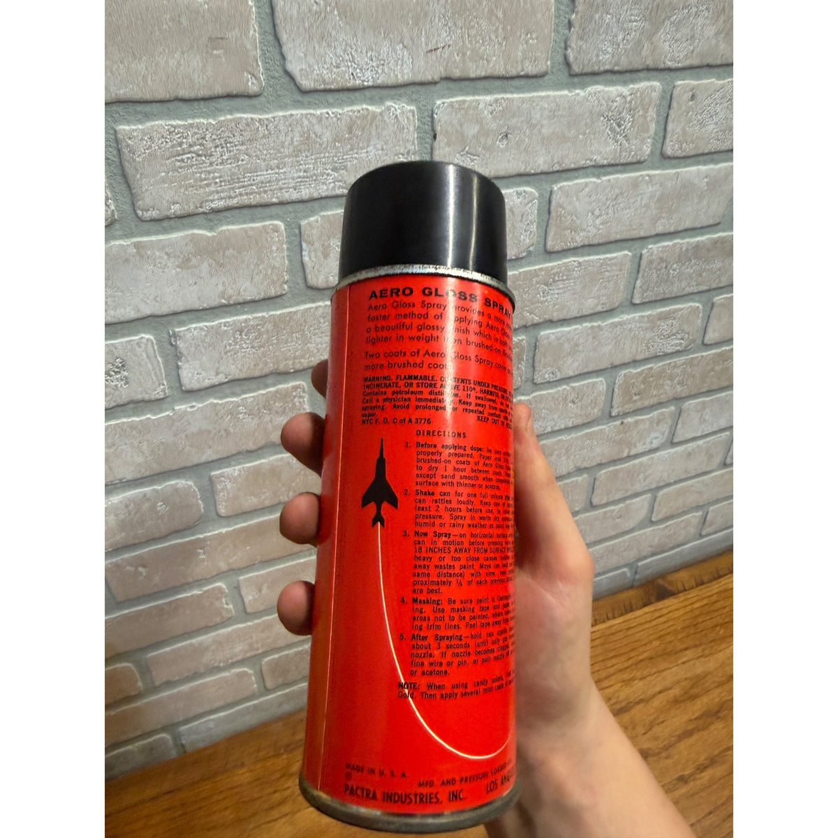 Vintage 1960s Pactra Spray Aero Gloss Dope Hot Fuel Space Age - Black