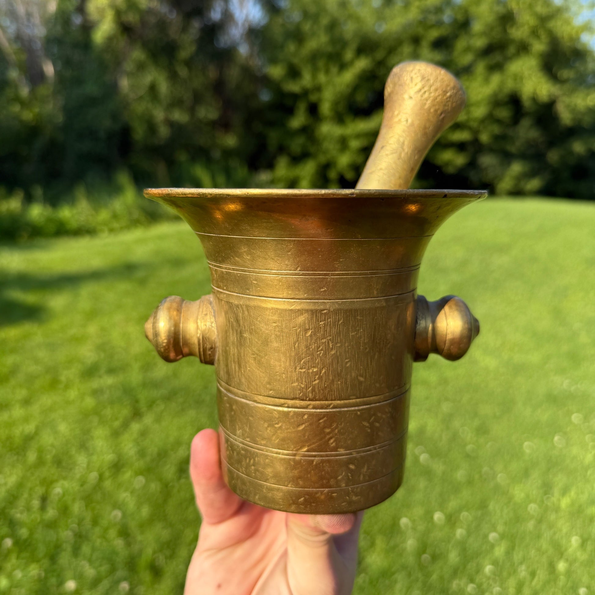 Antique Apothecary Pharmacy Mortar & Pestle Brass #6