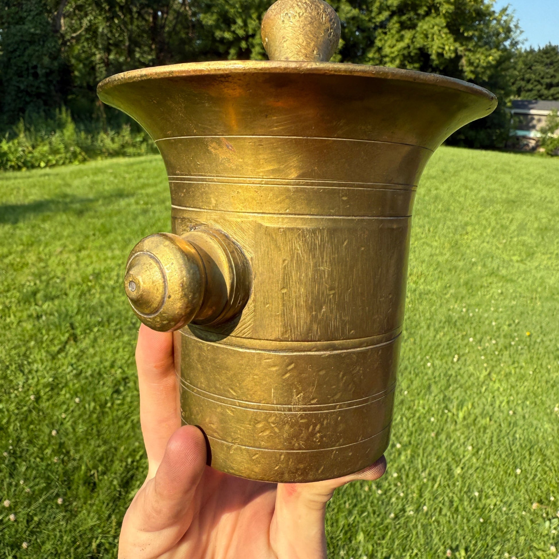 Antique Apothecary Pharmacy Mortar & Pestle Brass #6