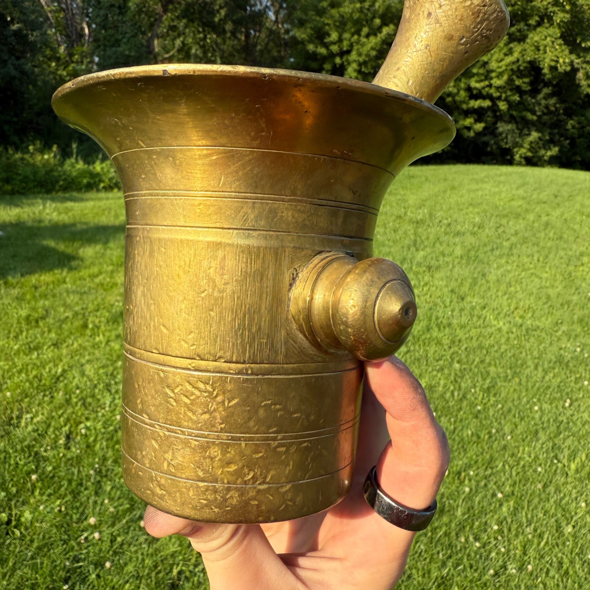 Antique Apothecary Pharmacy Mortar & Pestle Brass #6