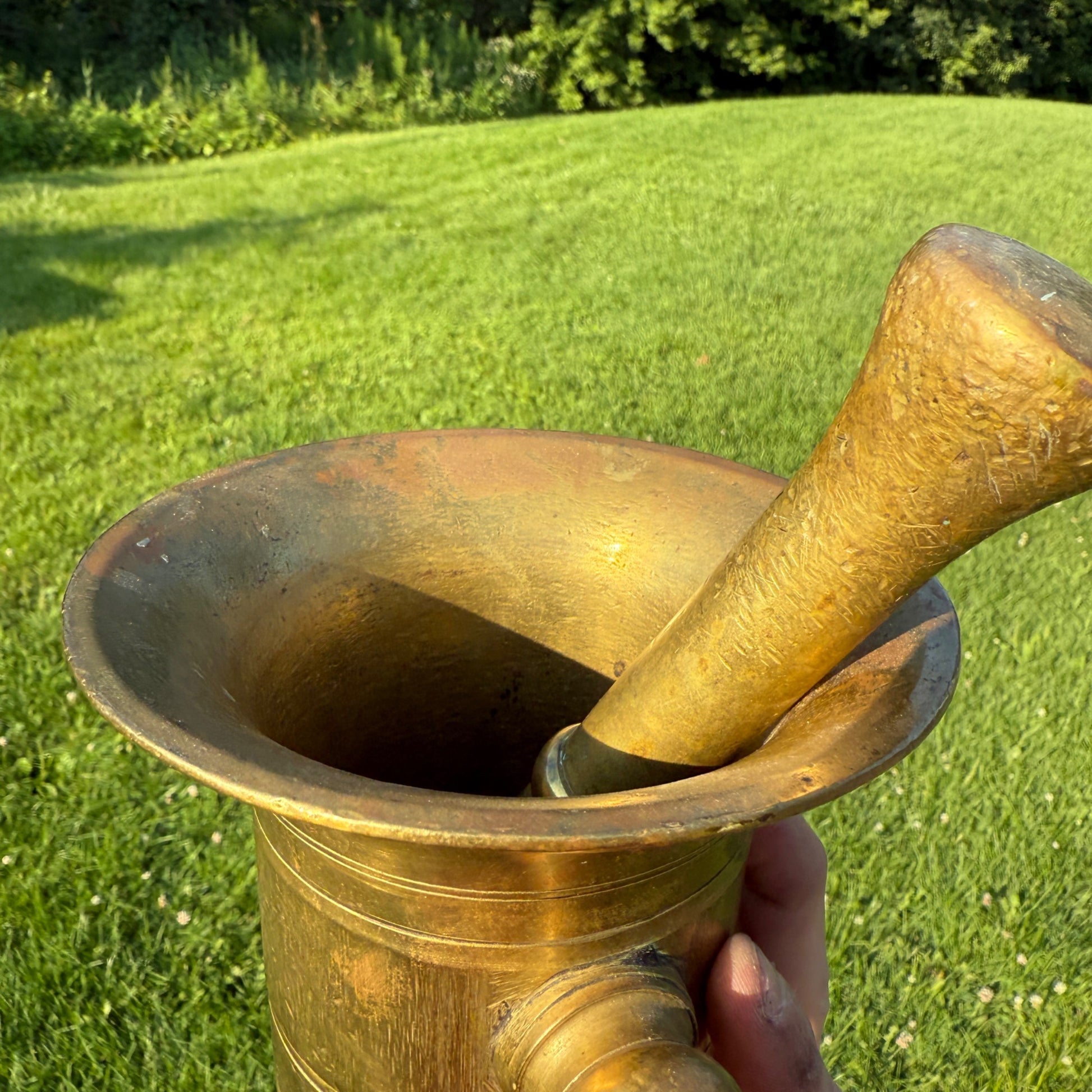 Antique Apothecary Pharmacy Mortar & Pestle Brass #6