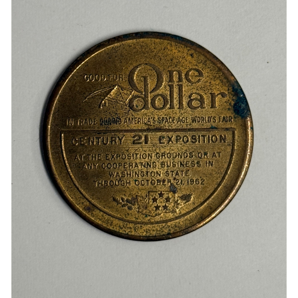1962 Seattle Century 21 World’s Fair $1 Trade Token – Space Needle Expo Coin