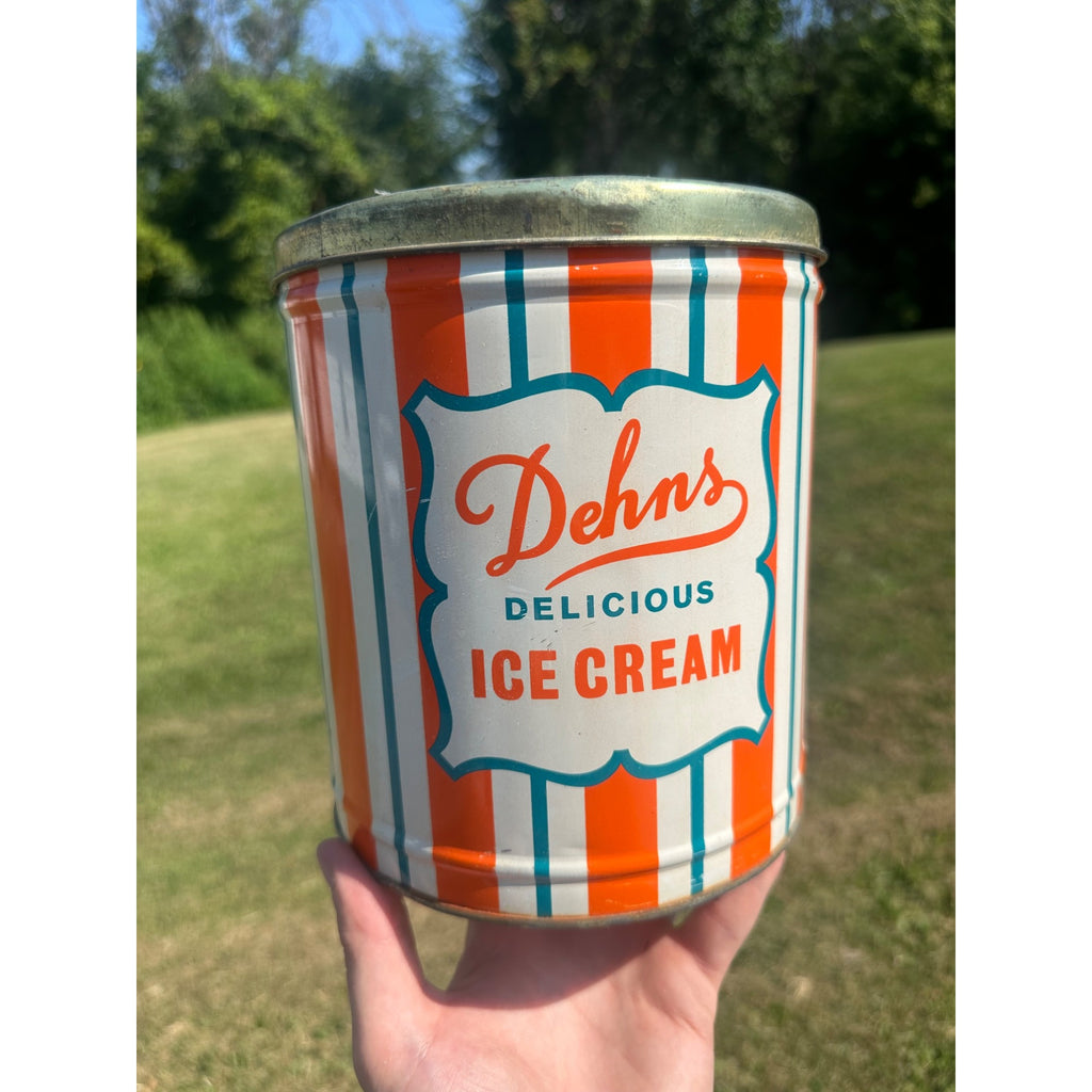 Vintage Dehn’s Advertising Ice Cream Pail Metal Bucket Tin~Green Bay WI