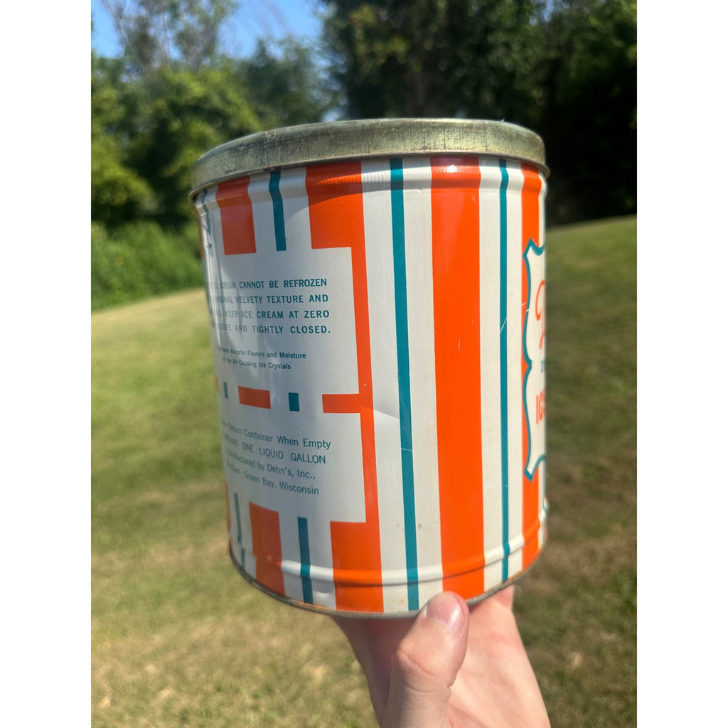 Vintage Dehn’s Advertising Ice Cream Pail Metal Bucket Tin~Green Bay WI