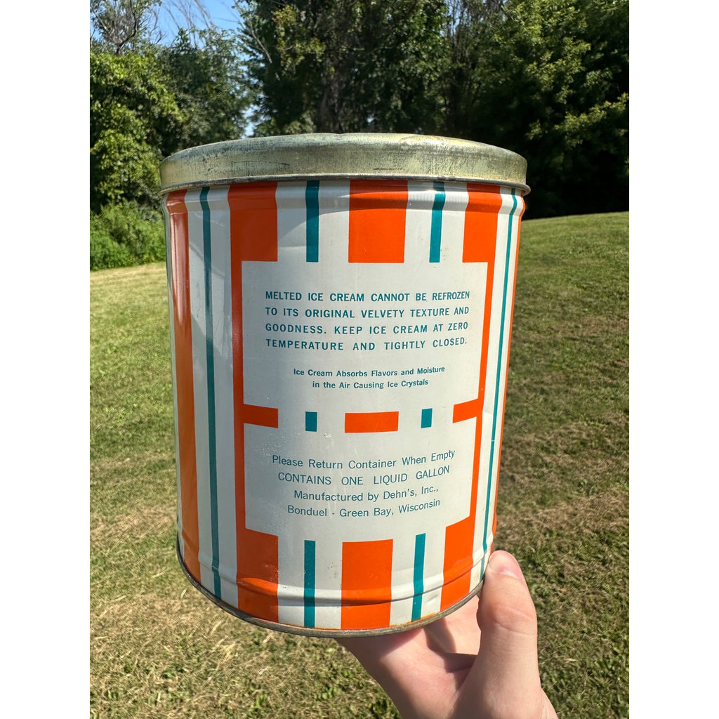 Vintage Dehn’s Advertising Ice Cream Pail Metal Bucket Tin~Green Bay WI