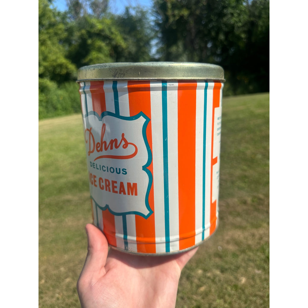 Vintage Dehn’s Advertising Ice Cream Pail Metal Bucket Tin~Green Bay WI