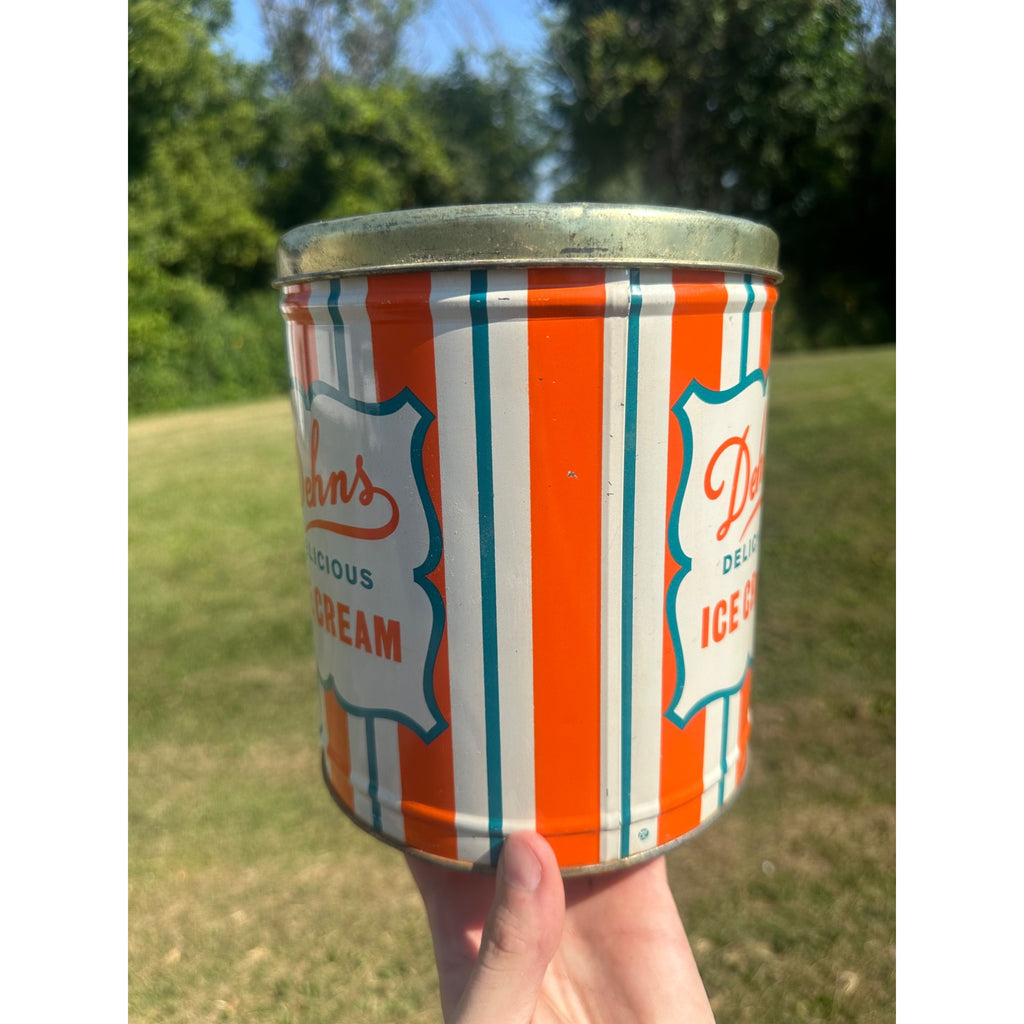 Vintage Dehn’s Advertising Ice Cream Pail Metal Bucket Tin~Green Bay WI