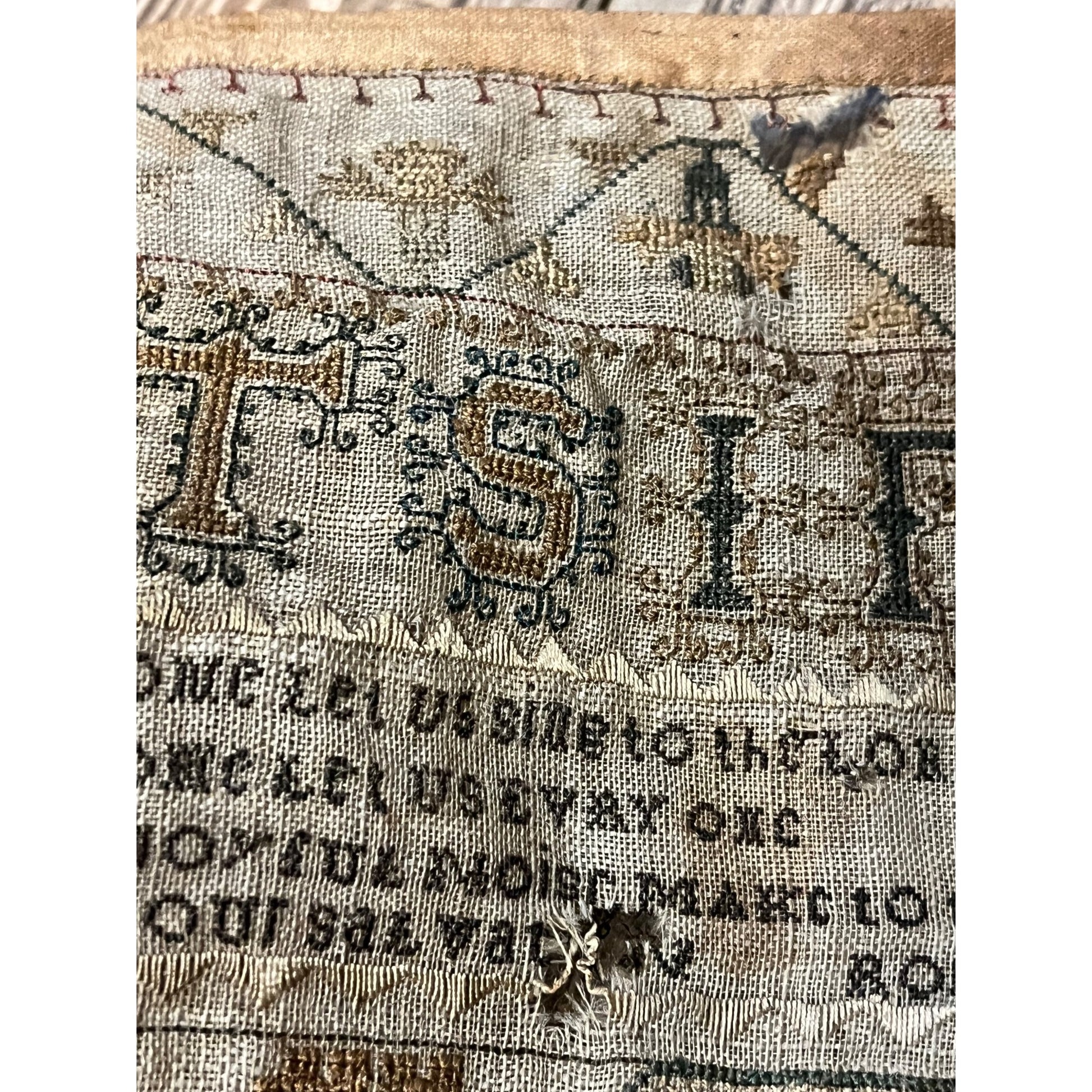 Antique Primitive Tree of Life Cross Stitch Sampler Dated 1824 Folk Art OOAK