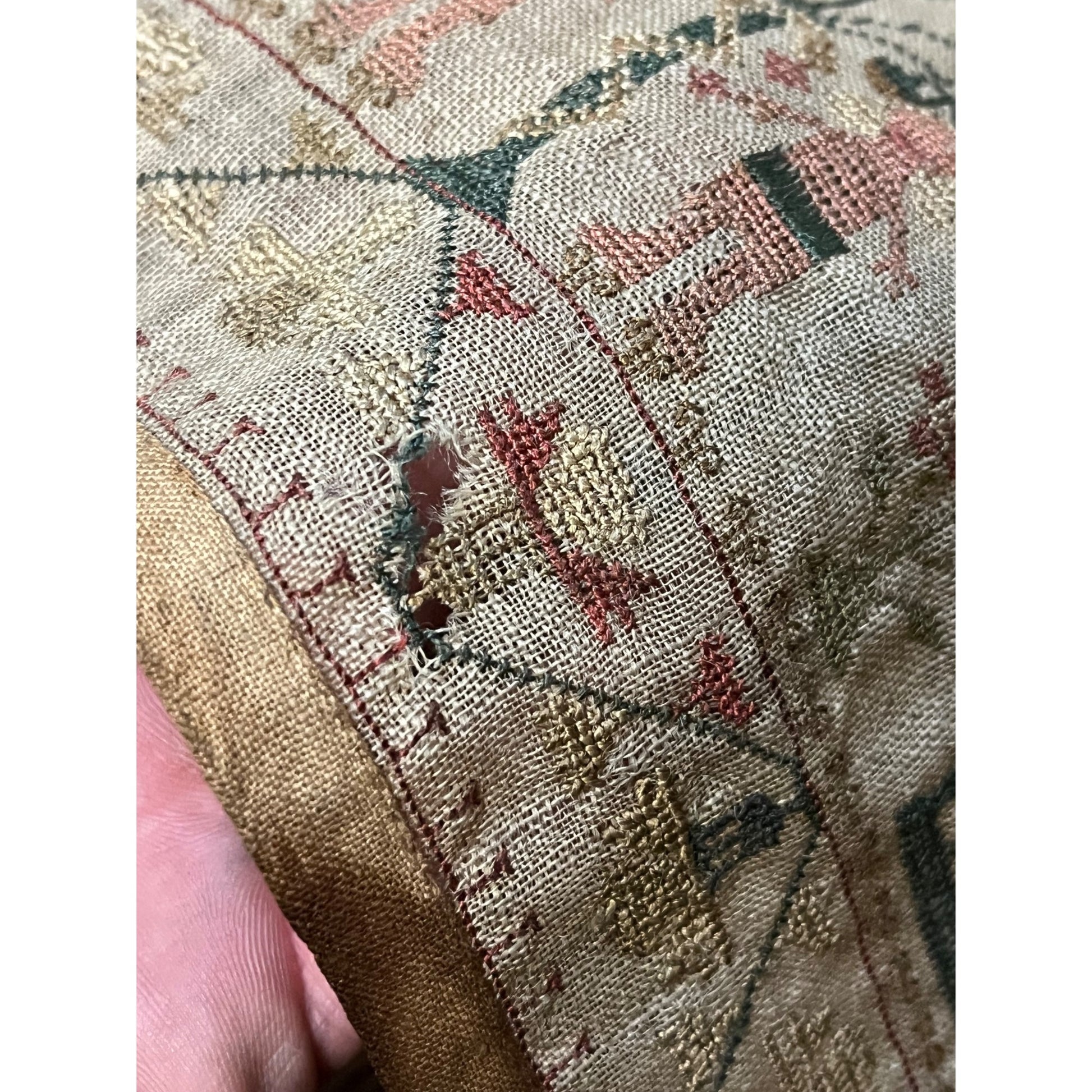 Antique Primitive Tree of Life Cross Stitch Sampler Dated 1824 Folk Art OOAK