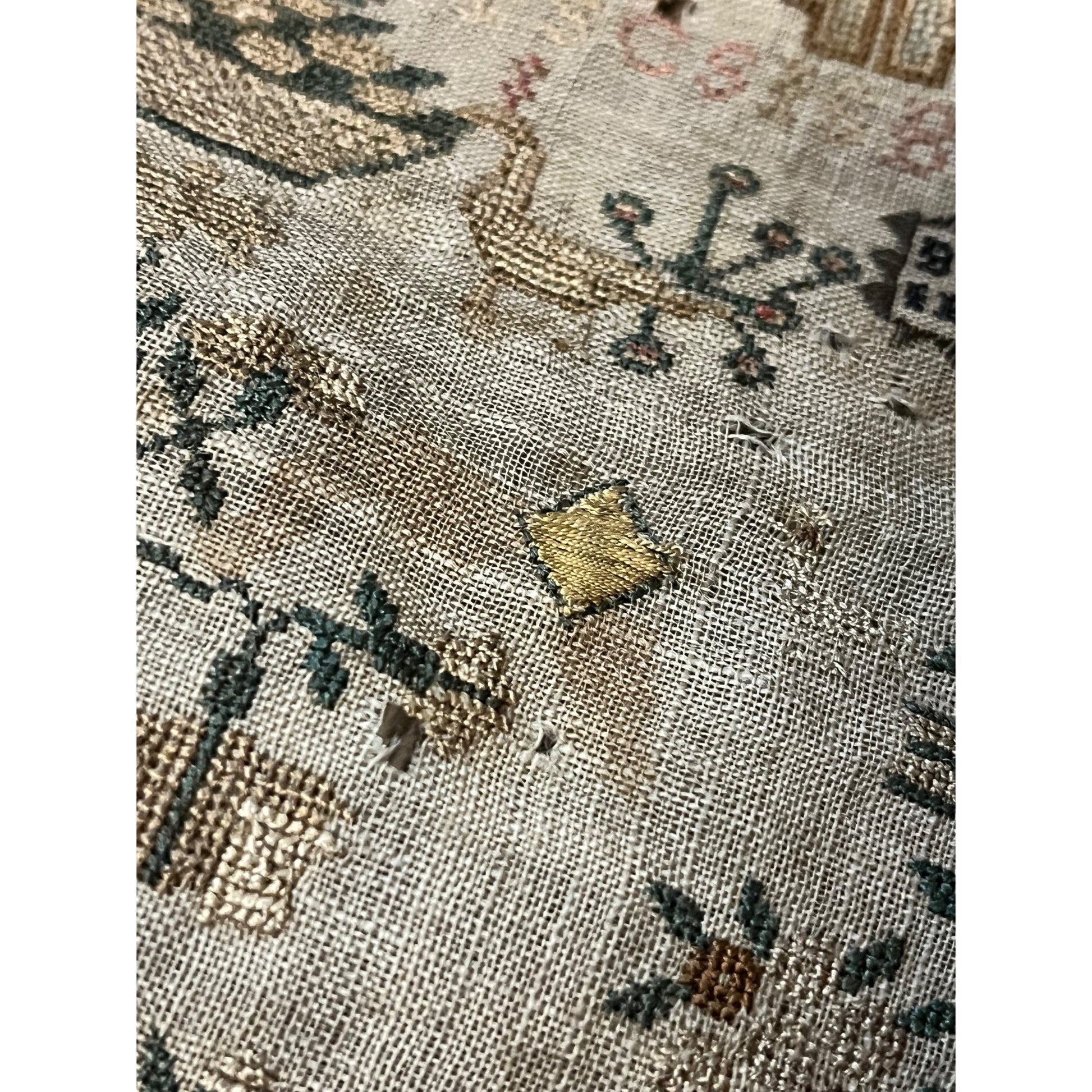 Antique Primitive Tree of Life Cross Stitch Sampler Dated 1824 Folk Art OOAK