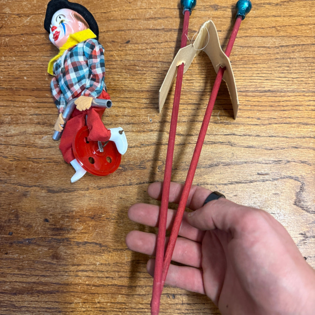 Vintage Toy FEWO Tight Rope Riding Clown on Unicycle W/ Box