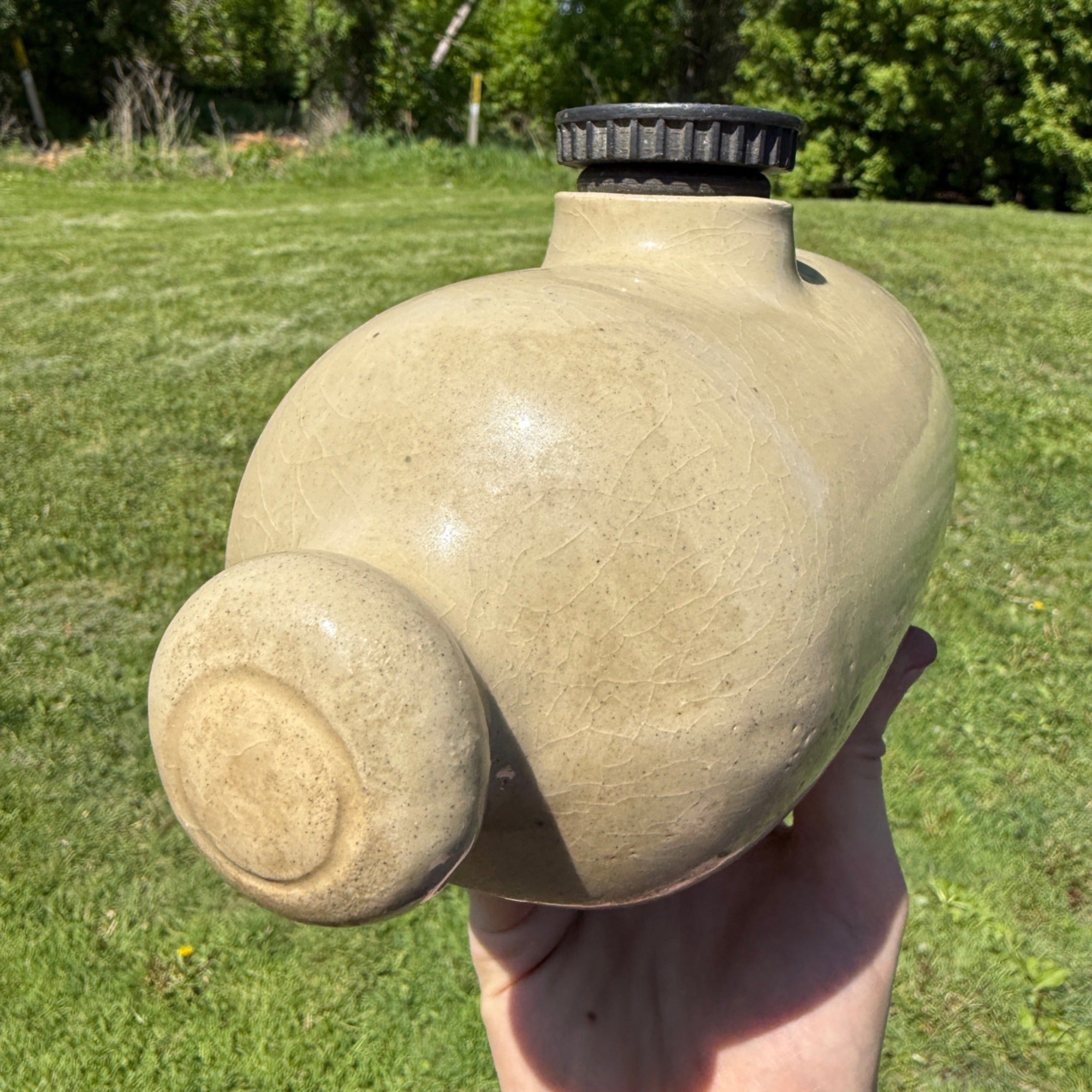Antique Stoneware Pottery Bed/Foot Warmer Hot Water Bottle Farmhouse Decor