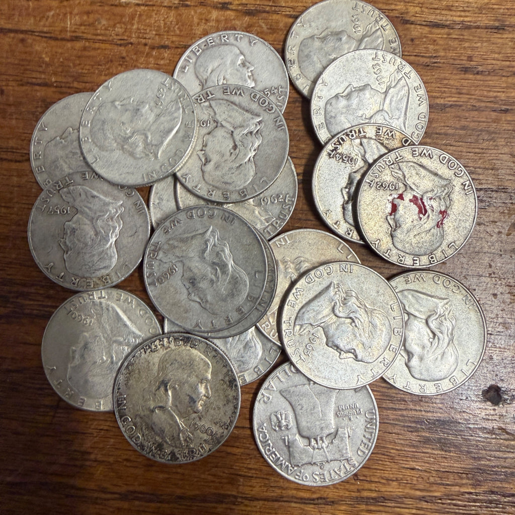 Franklin Half Dollars Coins 90% Silver