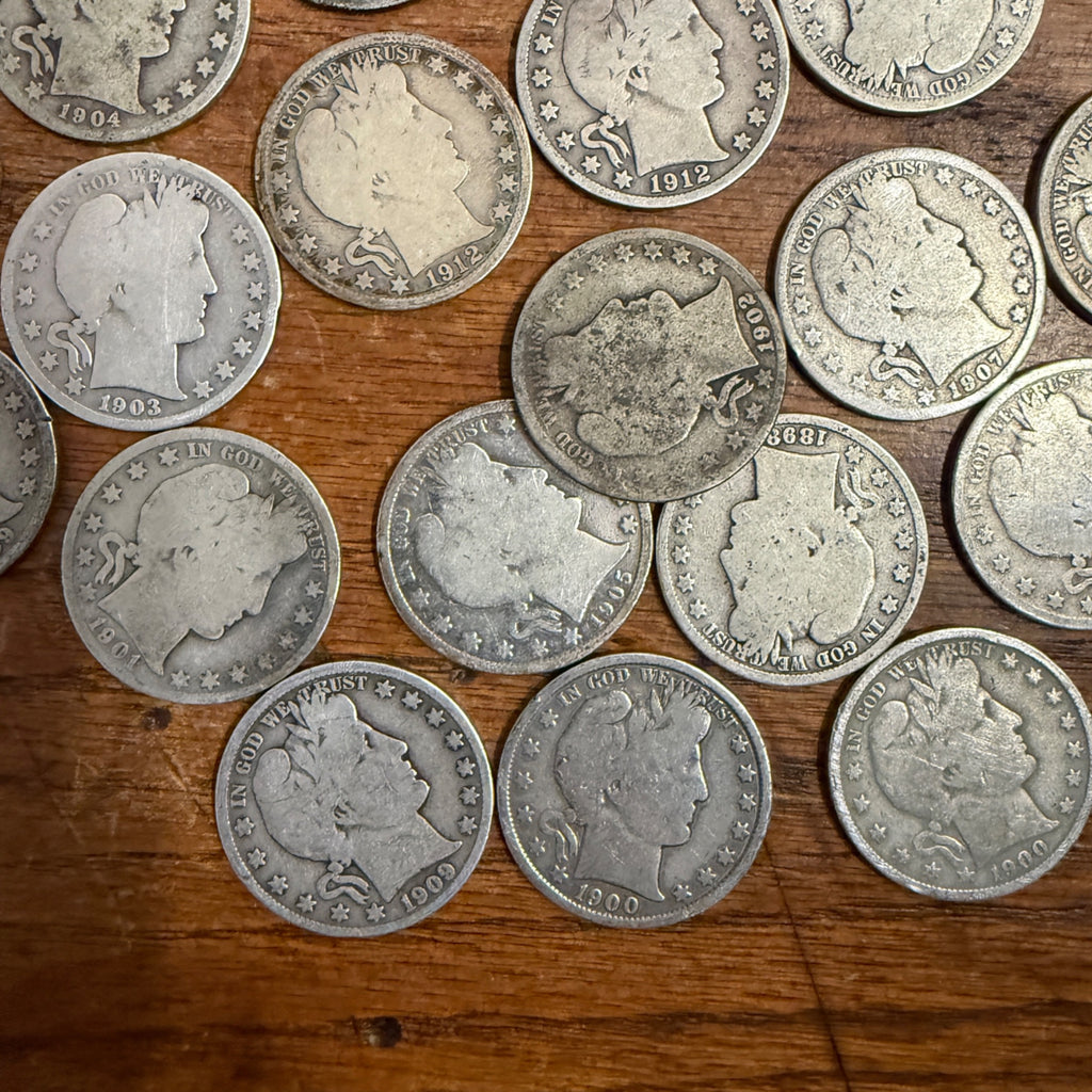 Barber Half Dollars Coins 90% Silver