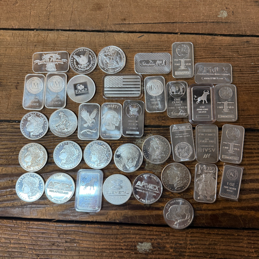 One Troy Ounce Silver Bullion Bar Rounds .999 Fine Silver Eagles