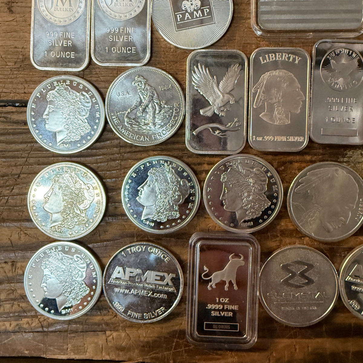 Silver Rounds Single One Troy Ounce Silver Bullion Bar Rounds .999 Fine Silver Eagles ...