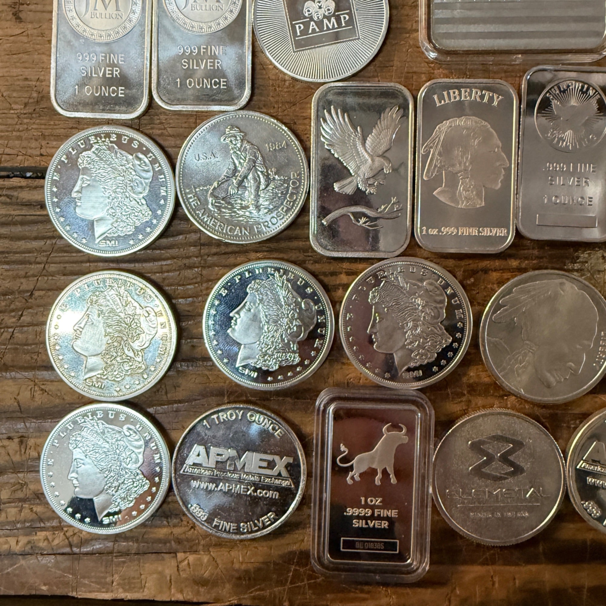 One Troy Ounce Silver Bullion Bar Rounds .999 Fine Silver Eagles