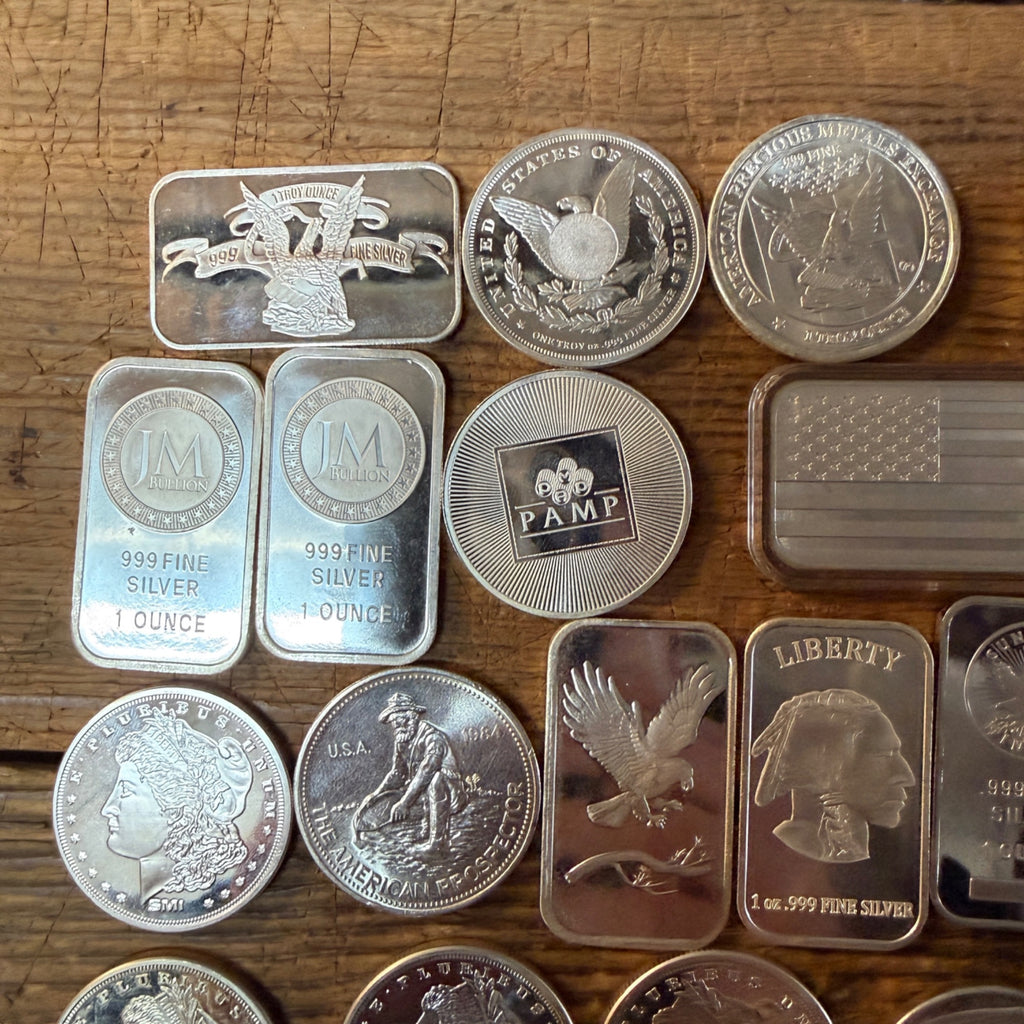 One Troy Ounce Silver Bullion Bar Rounds .999 Fine Silver Eagles