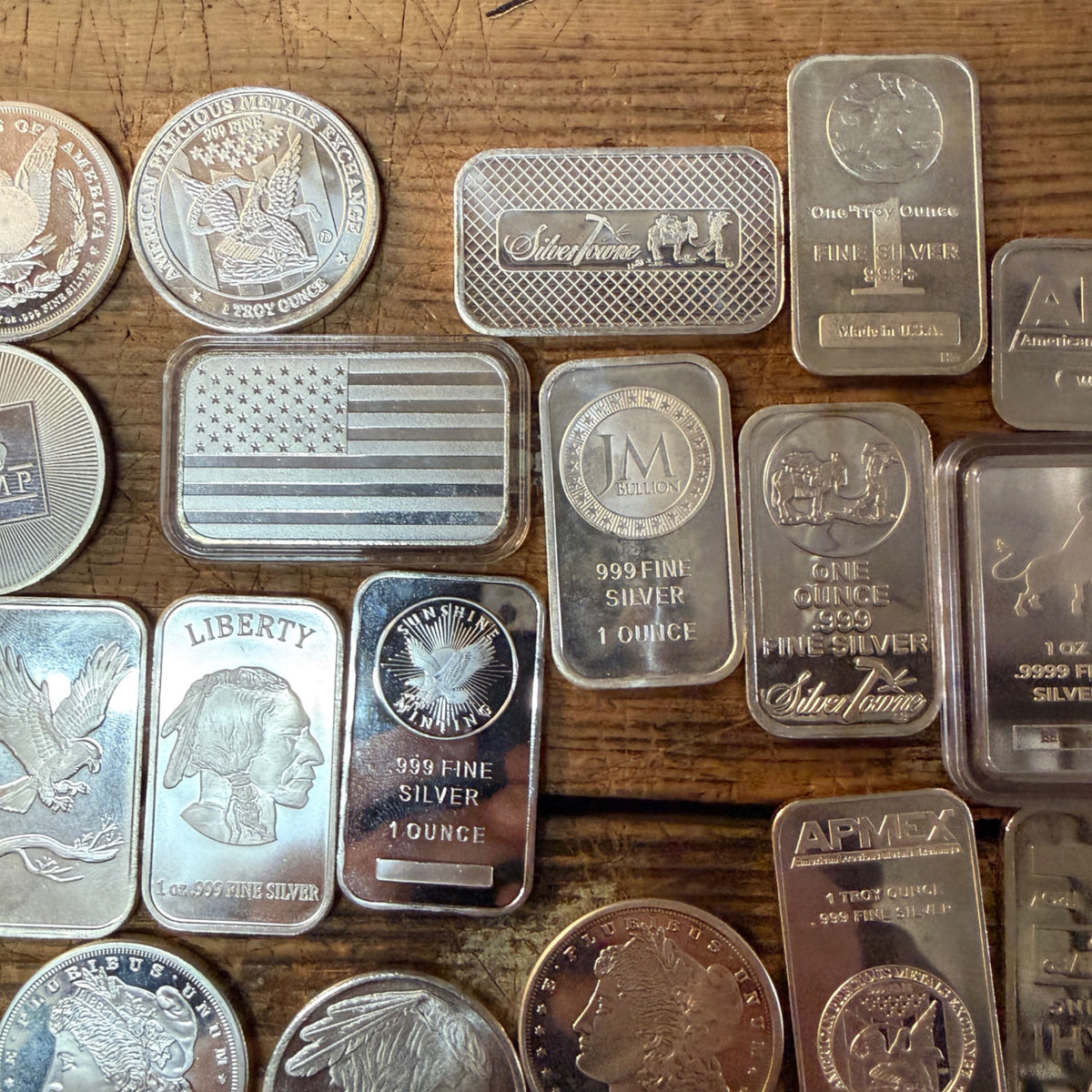 Silver Rounds Single One Troy Ounce Silver Bullion Bar Rounds .999 Fine Silver Eagles ...