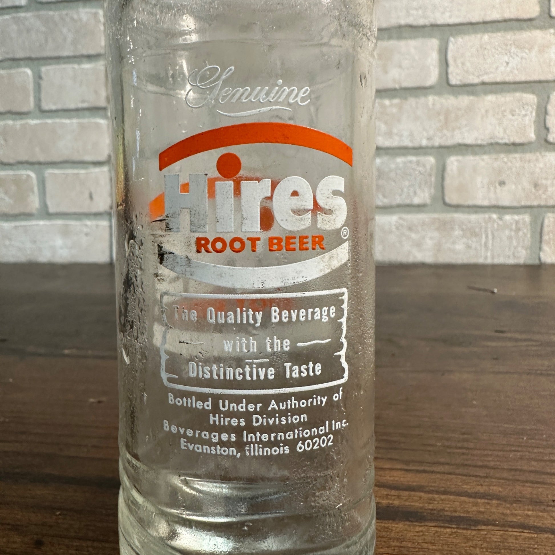 Vintage Hires Root Beer ACl 10oz Soda Pop Bottle Evanston Illinois