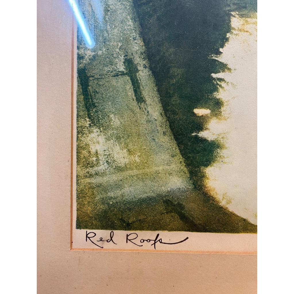 Vintage Julien Van Santen "Red Roof" Signed Artist Proof Original Etching Framed