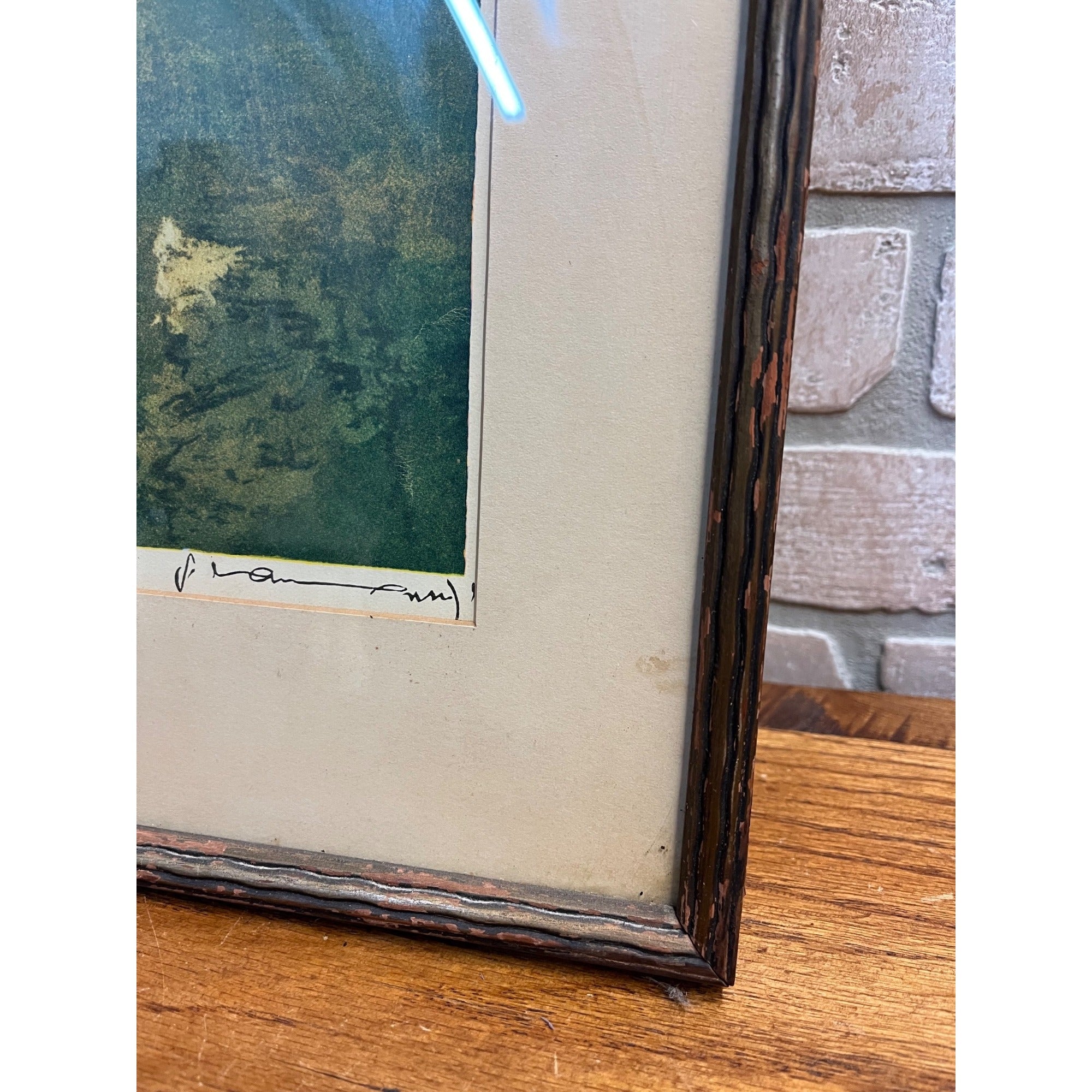 Vintage Julien Van Santen "Red Roof" Signed Artist Proof Original Etching Framed