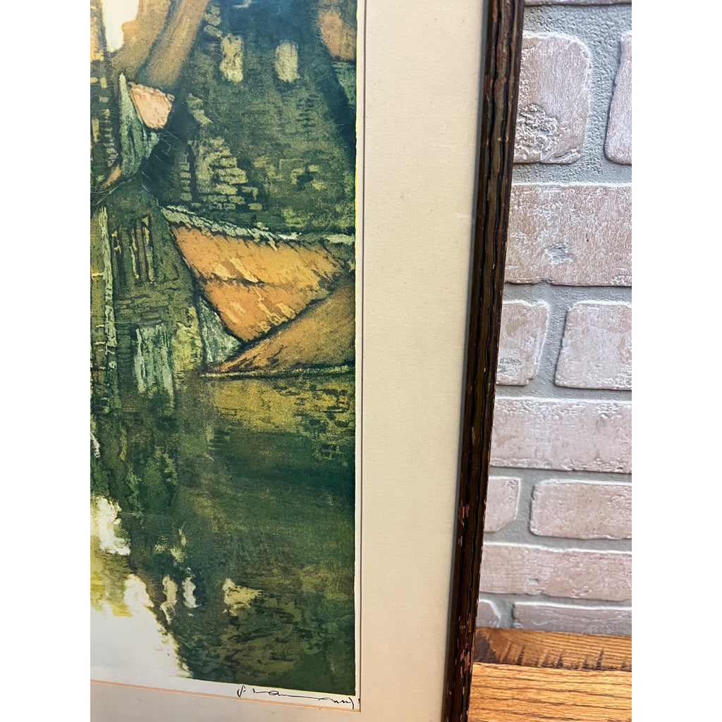 Vintage Julien Van Santen "Red Roof" Signed Artist Proof Original Etching Framed