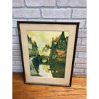 Vintage Julien Van Santen "Red Roof" Signed Artist Proof Original Etching Framed