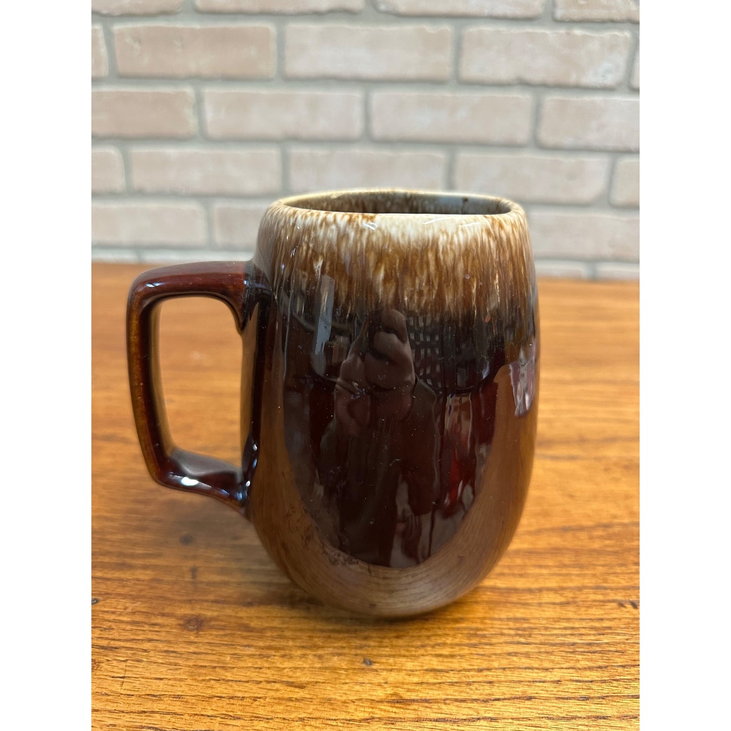 Vintage Hull Oven Proof Brown Drip Glaze Ceramic Pitcher USA Pottery Large 6" Mug Beer Stein