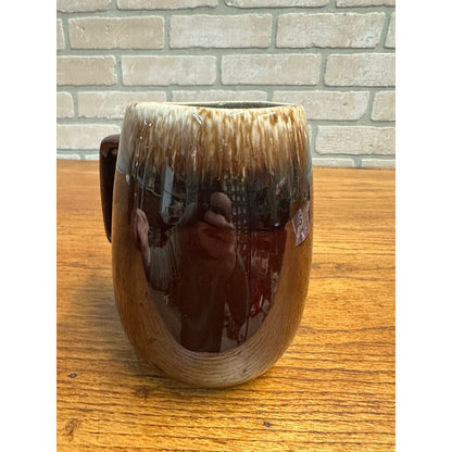 Vintage Hull Oven Proof Brown Drip Glaze Ceramic Pitcher USA Pottery Large 6" Mug Beer Stein