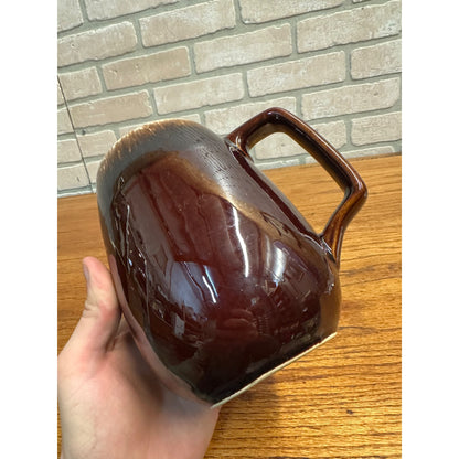 Vintage Hull Oven Proof Brown Drip Glaze Ceramic Pitcher USA Pottery Large 6" Mug Beer Stein