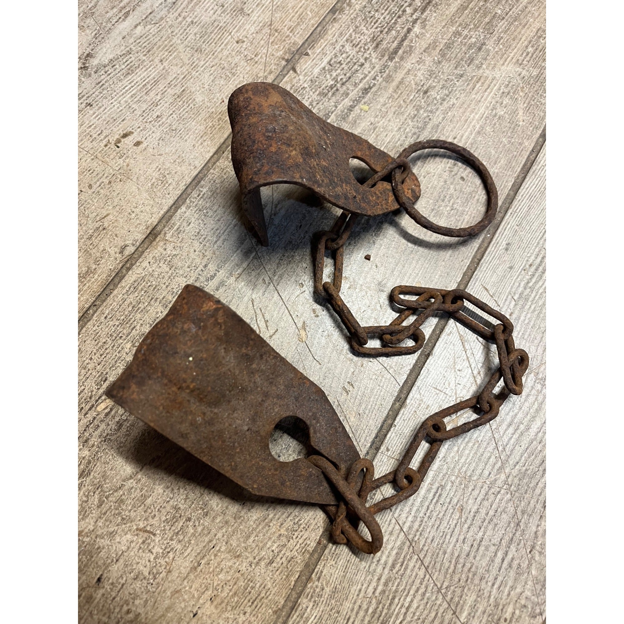 Vintage Metal Rusty Cow Kicking Chains Hobbles Garden Art Steampunk Lot (2)
