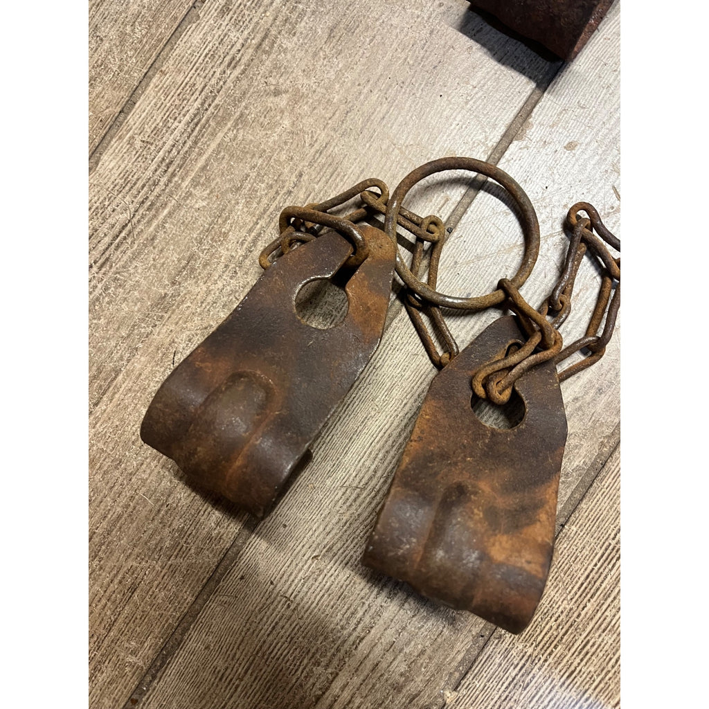 Vintage Metal Rusty Cow Kicking Chains Hobbles Garden Art Steampunk Lot (2)